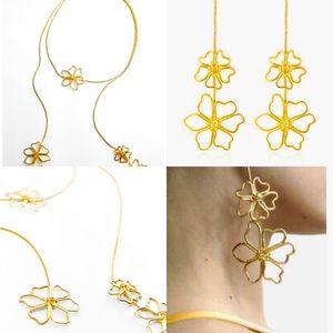 Zara Set of Long Floral Necklace and Earings